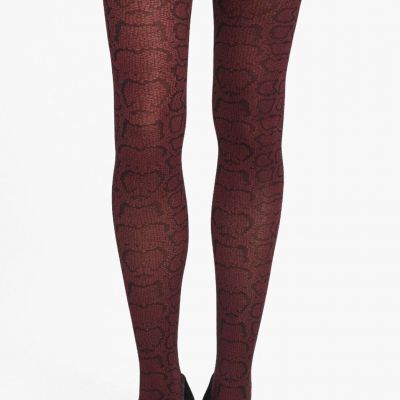 Calvin Klein Python Tights W/Control Top Rhone/Wine (Size S)